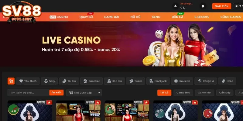 Sảnh live casino đẳng cấp